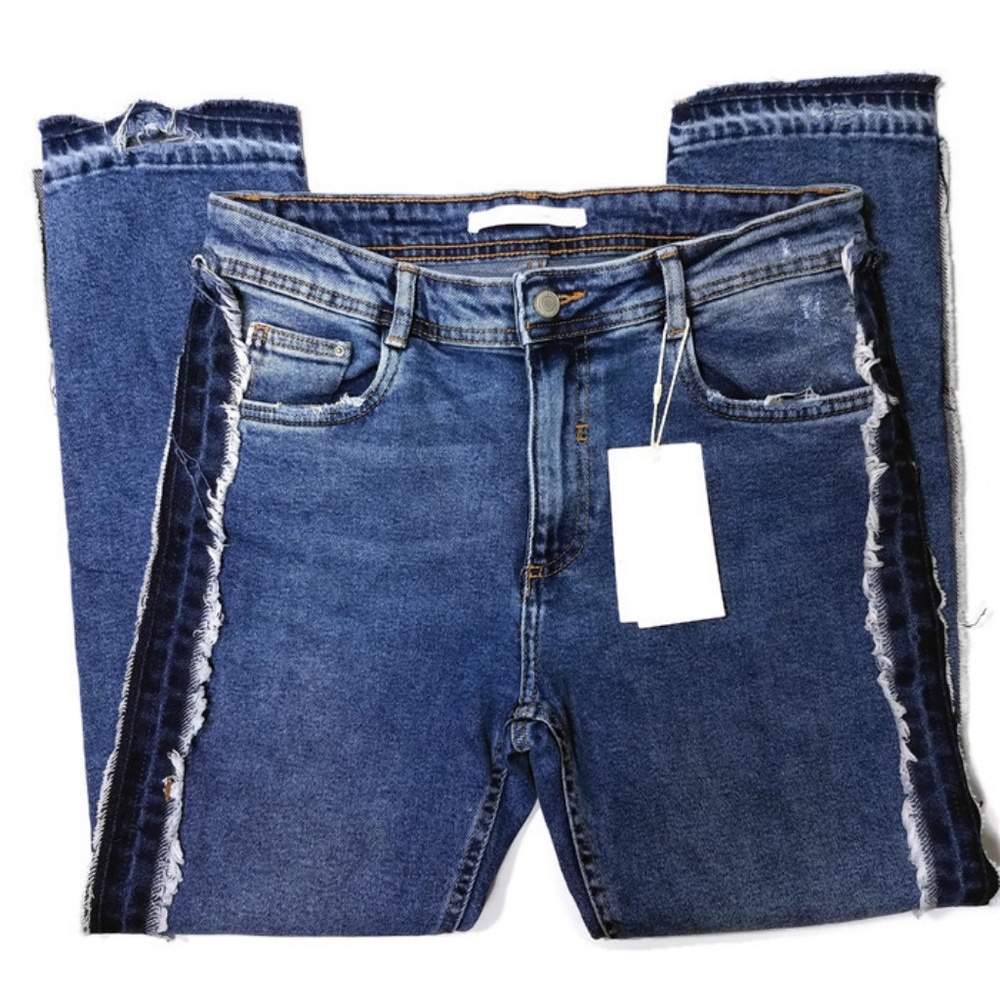 Zara Trafaluc Jeans Destroyed Distressed DropHem 6